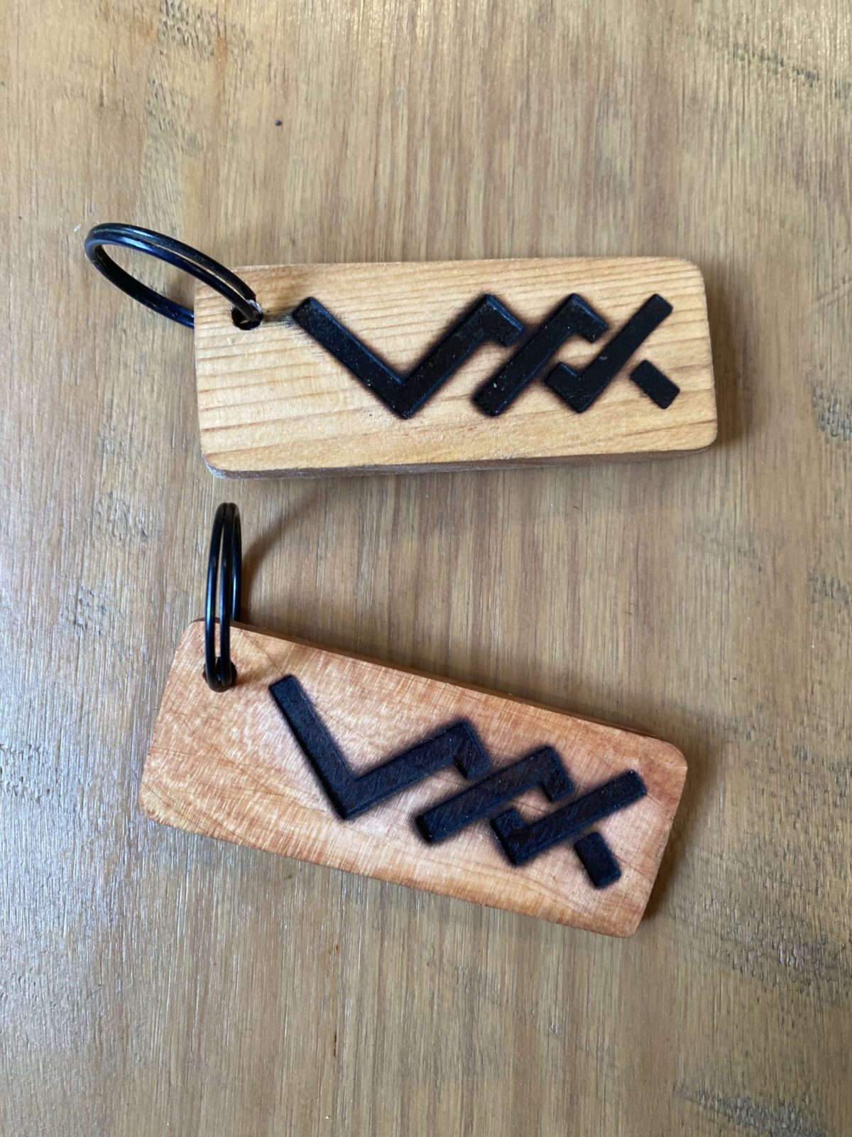 Hand shaped wooden keyring