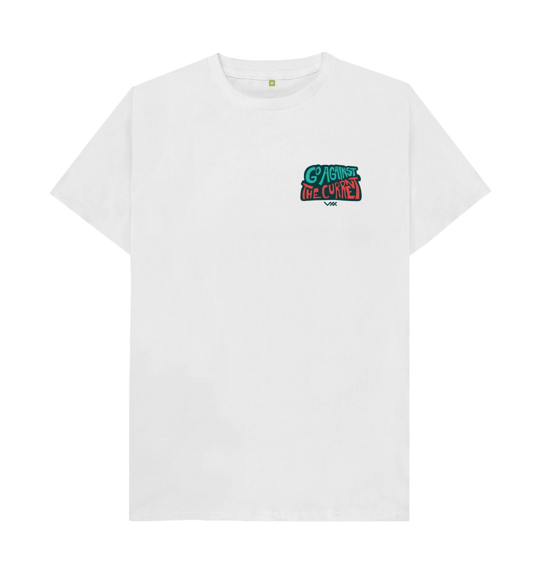 White Go Against The Current - Pocket Print Tee